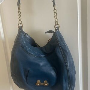 Zac Posen Navy Leather Shoulder Bag